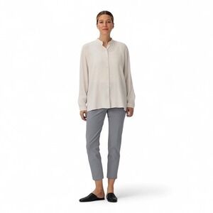 Eileen Fisher Stretch Slim Pull On Pant Sz M Gray